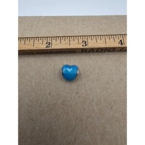 Pandora Turquoise Faceted Heart Charm 791045TQ Sterling Silver Retired Bead